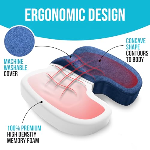 FORTEM Office Chair Cushion and Back Support, Memory Foam Lumbar Pillow, Non Slip, XL V440