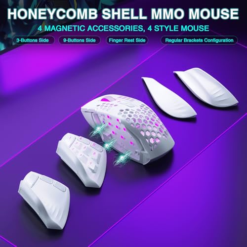 SM809 Pro Wireless MMO Gaming Mouse 24000 DPI Triple Connectivity RGB Black A4613