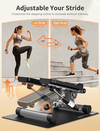 Sportsroyals Stair Stepper with Resistance Bands, Hydraulic Fitness Stepper, 330lbs Capacity D615949