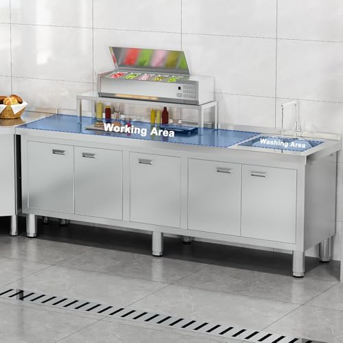 ZZV Freestanding Stainless Steel Utility Sink with Cabinet I631996