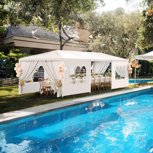 Outdoor Party Tent 10x30 Black with 8 Removable Sidewalls V87006