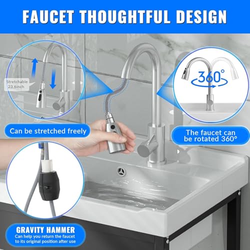 Stainless Steel Utility Sink with Faucet and Drain Kit I168