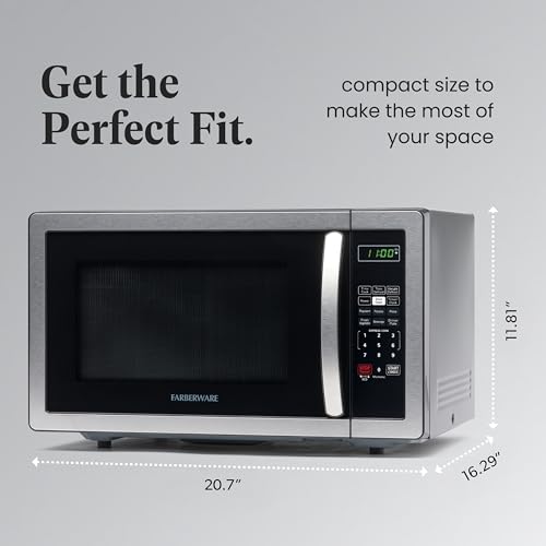 Farberware Countertop Microwave 1000W 1.1 cu ft Black Stainless Steel P5805