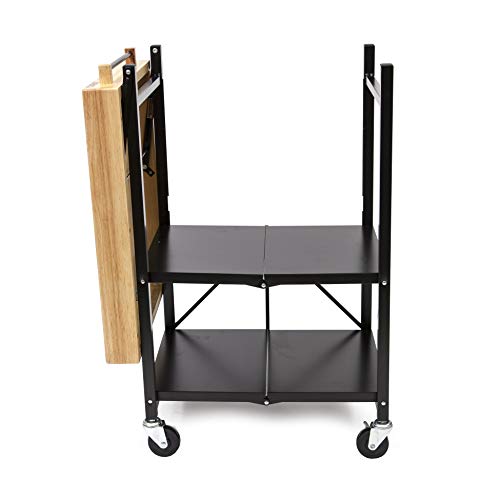 Origami Folding Kitchen Cart on Wheels, 3-Tier Rolling Cart Z2164