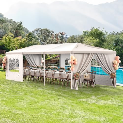 Outdoor Party Tent 10x30 Black with 8 Removable Sidewalls V87006