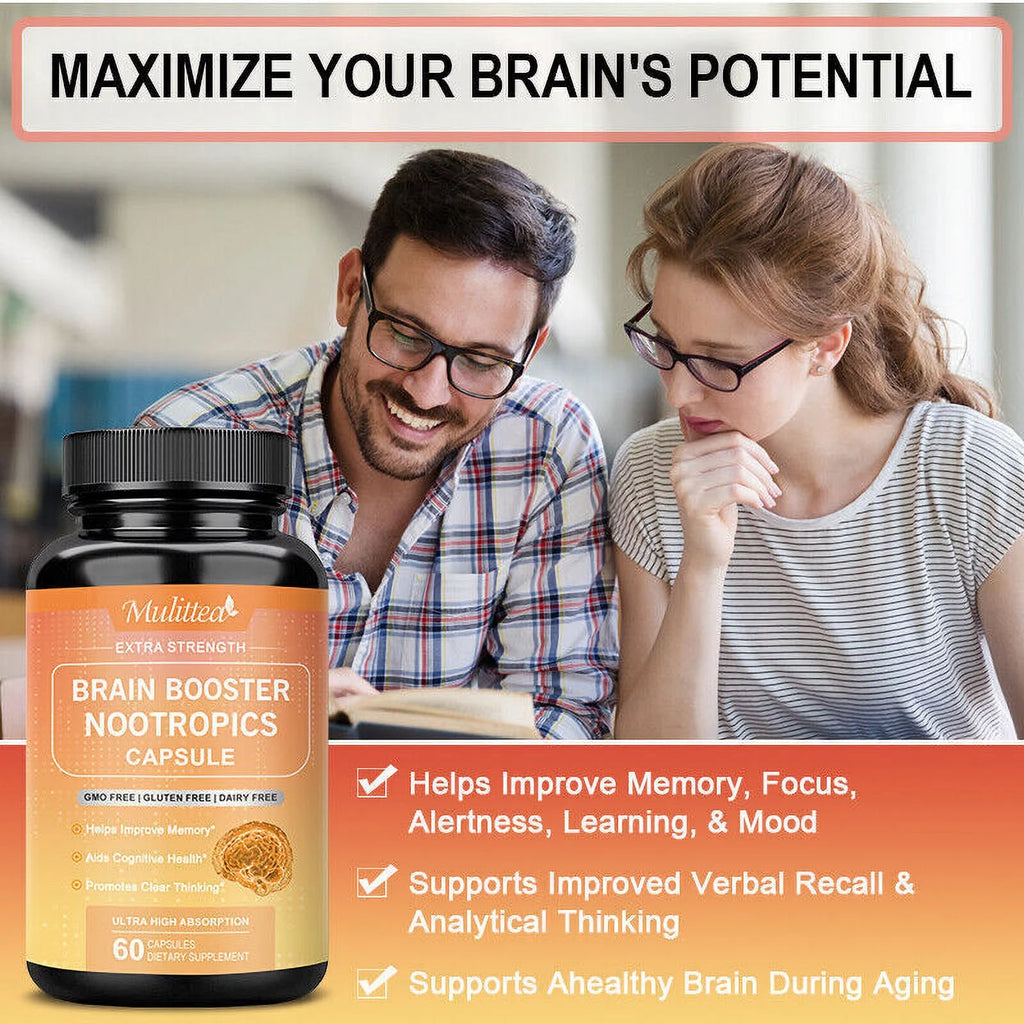 Brain Supplements Nootropics Memory Focus Pills 60 Capsules L170