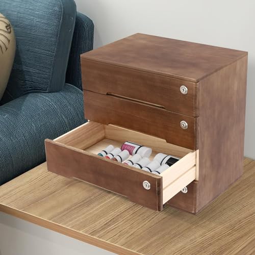 4 Drawers Wood Storage Cabinet with Lockable Drawers, Walnut S9586