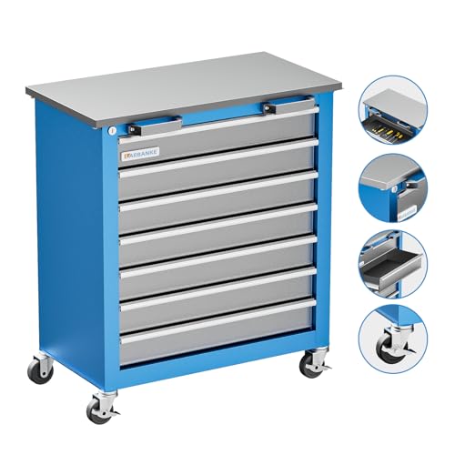 7-Drawer Rolling Toolbox with Lockable Wheels and Keyed Locking System J502595