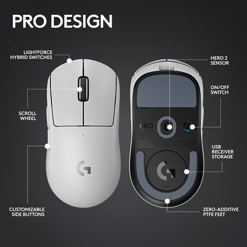 Logitech G PRO X Superlight 2 DEX Wireless Gaming Mouse, 60g, White D21215