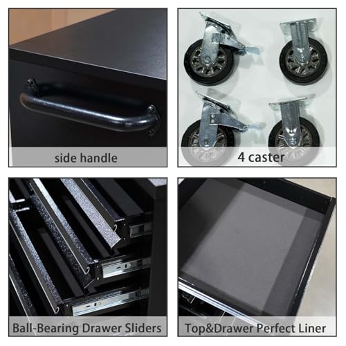 CHETTO C 72 in Rolling Tool Chest with Drawers, Black S79484