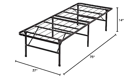 Twin Size Folding Bed Frame 14 Inch Heavy Duty Metal Platform with Steel Slat Support, Black M993333