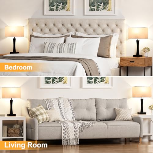 3 Way Dimmable Bedside Lamp Set of 2 with USB Ports C63781