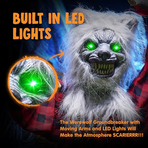 JOYIN Halloween Animated Werewolf Outdoor Decoration with Moving Arms & Light-Up Eyes O998