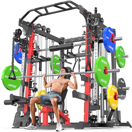 Power Cage Smith Machine Power Rack with Cable Crossover for Home Gym X175525