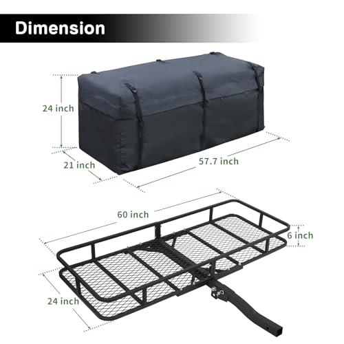 Leader Accessories Trailer Hitch Cargo Carrier Rack 60"x24"x6" Folding for 2" Receiver G3544