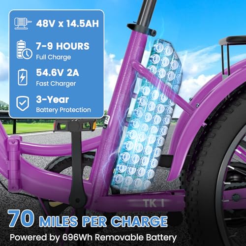 MOONCOOL Electric Trike for Adults, 20" Folding 3-Wheel Ebike, 500W Motor, Removable Battery W50658