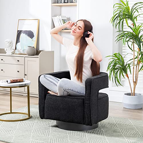 ODUWA Swivel Barrel Accent Chair Set of 2, Linen Upholstered, 360 Degree Swivel F57199