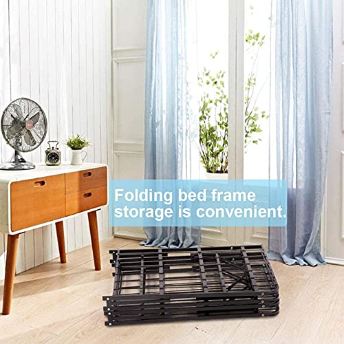 Twin Size Folding Bed Frame 14 Inch Heavy Duty Metal Platform with Steel Slat Support, Black M993333