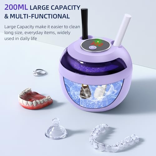 Ultrasonic Retainer Cleaner for Dentures, Mouth Guards, Braces, Jewelry, 200ML, 45kHz X607