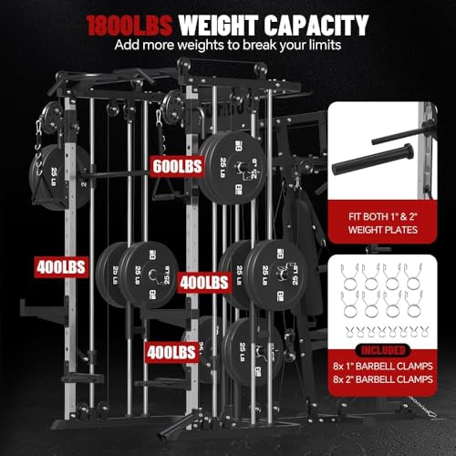Multi-Function Smith Machine Power Cage with Cable Crossover System G556