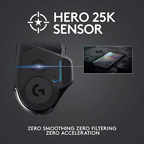 Logitech G502 Lightspeed Wireless Gaming Mouse with Hero 25K Sensor, Black B3236