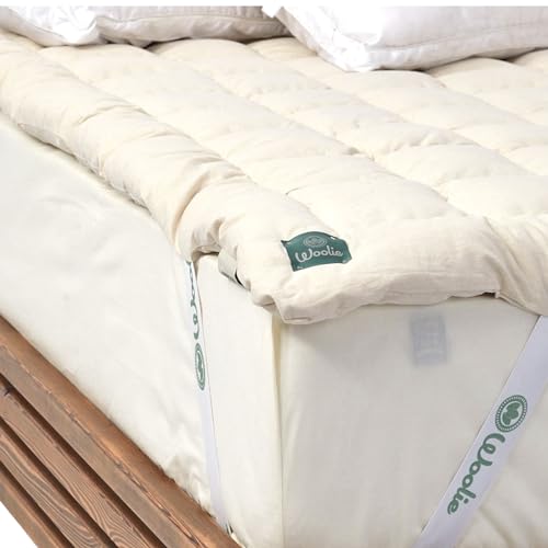 Organic Merino Wool Pillow Top Mattress Topper - 2" Twin XL, Handmade, Non-toxic N3786