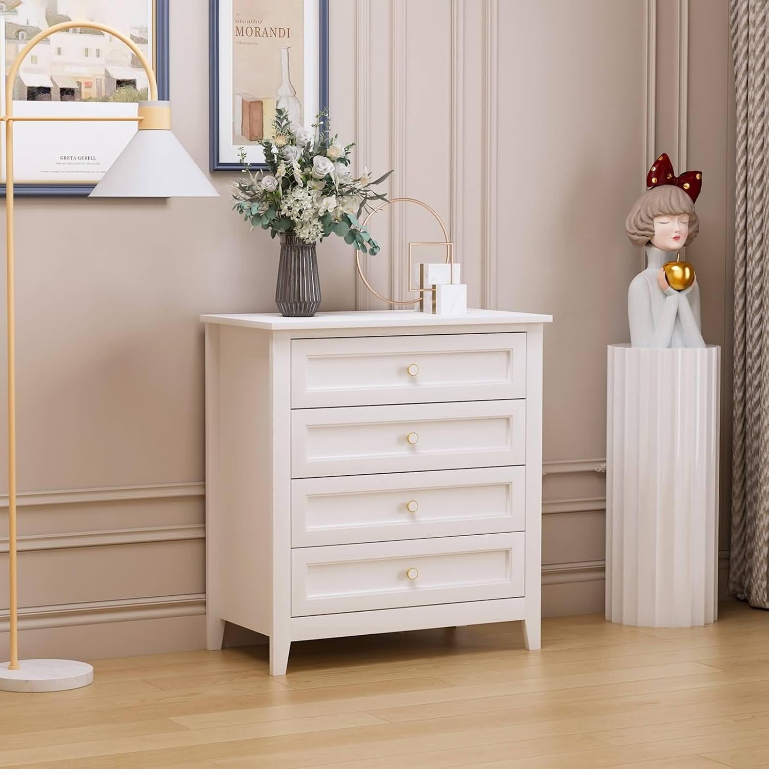 Solid Wood Drawer Dresser Bar Cabinet Buffet Server Console Table, White N819979