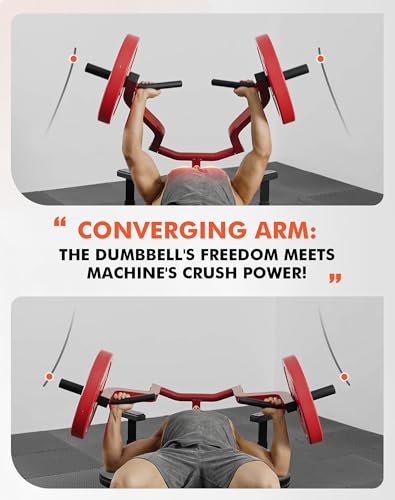GMWD Chest Press Machine 1050LBS with Independent Converging Arms, Adjustable Bench U29223
