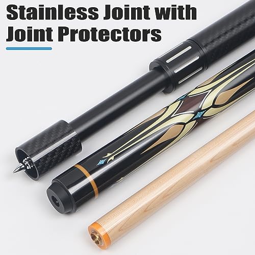 lotmusic Premium Pool Stick with Telescopic Fiber Extension Cue, 58 Inch Set with Case W47144