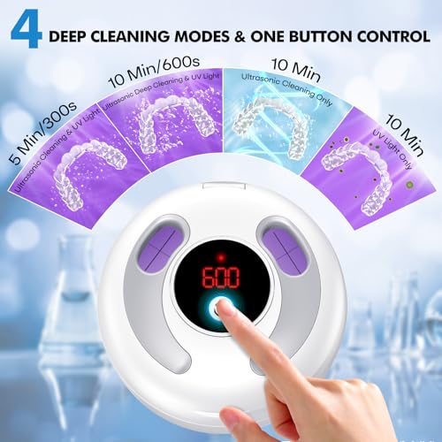 Upgraded Ultrasonic Retainer Cleaner Machine, 45kHz, 200ML, Black W75021