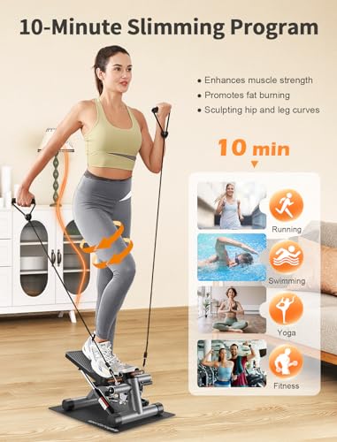 Sportsroyals Stair Stepper with Resistance Bands, Hydraulic Fitness Stepper, 330lbs Capacity D615949