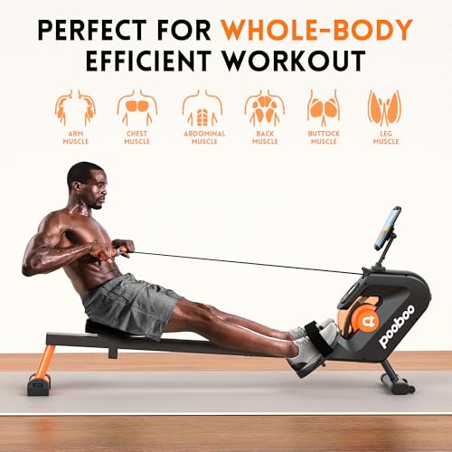 pooboo Rowing Machine, Magnetic Rower for Home, 350 LBS Capacity R817