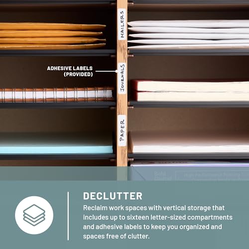 Safco Wooden Paper and Mail Organizer, Adjustable Shelves, Stackable B285