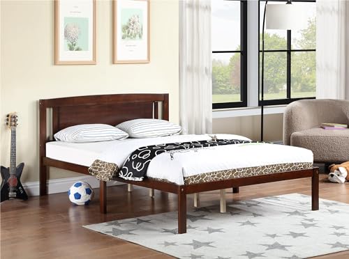 Solid Pine Wood Platform Bed Frame with Headboard | Traditional Design with Modern Finish | Noise-Free Construction | Under-Bed Storage | Easy Assembly | Elegant Bedroom Furniture (Grey,Twin,C)