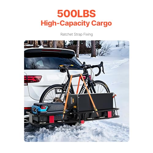 VEVOR 70" x 30" x 6" Hitch Cargo Carrier, 500 lbs Capacity, Folding for 2" Receiver I3546