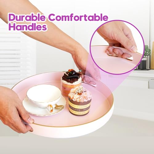 Gifturbo Blue Serving Tray with Handles, Rectangular Plastic Tray J15614