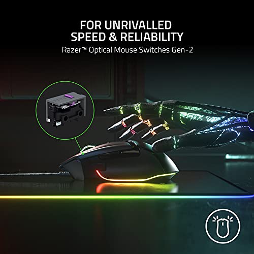 Razer Basilisk V3 Ergonomic Gaming Mouse with Chroma RGB, 26K DPI, 11 Programmable Buttons, Classic Black A5165