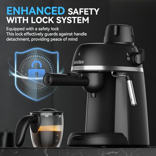 Coffee Machine 3.5 Bar Espresso & Cappuccino Maker with Steam Wand, Black W2412