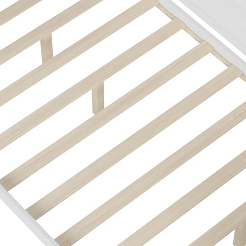 Bellemave Twin Corner Bed Frame with Storage Shelves and Desk, Gray L74206
