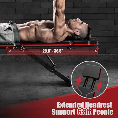 GIKPAL Adjustable Weight Bench for Home Gym, Incline Decline Foldable Y12212