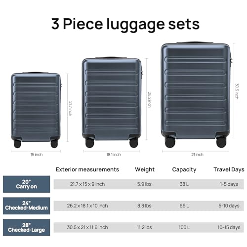 Carry-on Luggage 20 Inch Hardshell with Spinner Wheels and TSA Lock L610552