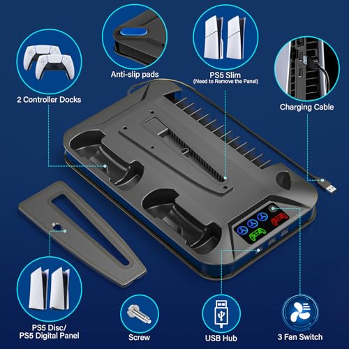 PS5 Cooling Station with Controller Charging for PlayStation 5 Slim & Pro N2468