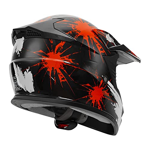 SLMOTO Dot Youth Kids Motocross Offroad Helmet with Goggles and Gloves Blue Skull D851858