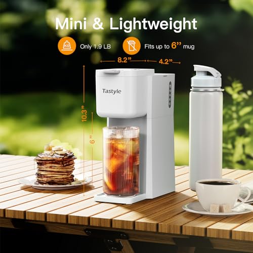 Mini Hot and Iced Coffee Maker Single Serve for K Cup and Ground, Classic Black O715039