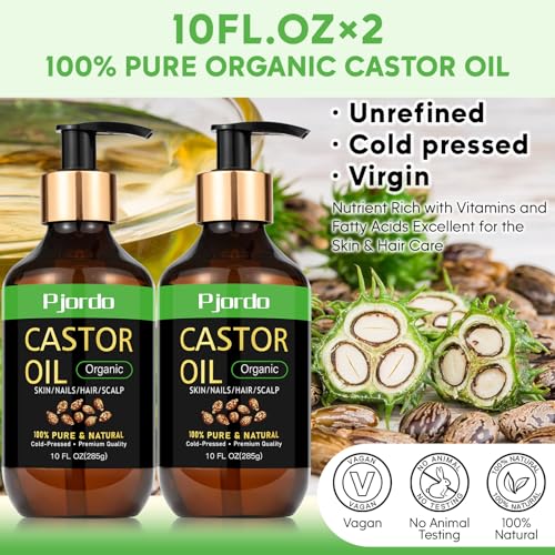 Organic Cold Pressed Castor Oil, 100% Pure, Hexane Free, 20 fl oz V385609