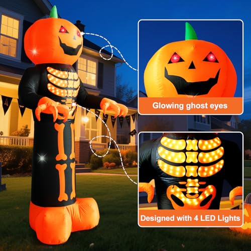 HFO 8 FT Halloween Inflatable Pumpkin Reaper Ghost with LED Lights W411