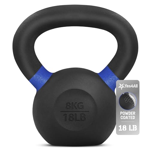 Yes4All Powder Coated Cast Iron Kettlebell Weight Set for Home Gym N15817