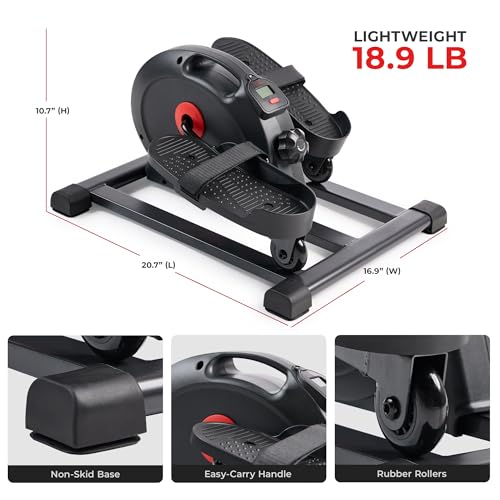 Sunny Health & Fitness Smart Mini Elliptical Trainer, Under-Desk Pedal Exerciser D70811