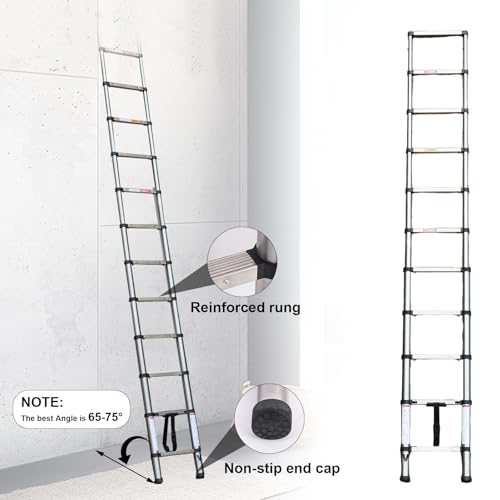 Telescoping Ladder 16.5FT with Movable Wheel, Stainless Steel Folding Ladder S942790
