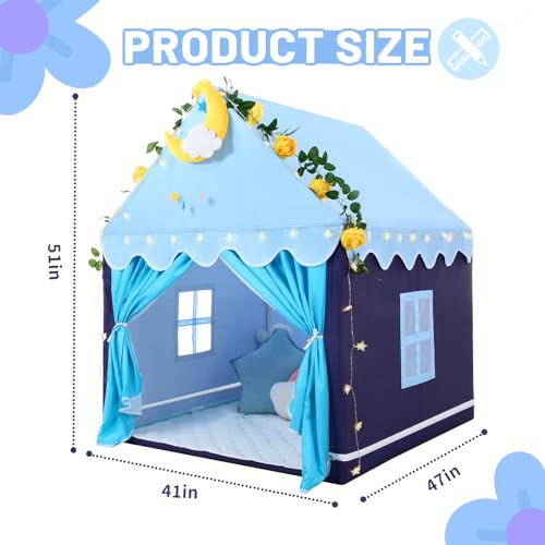 Wilwolfer Kid Tent with Mat and Star Lights - Indoor Playhouse for Toddlers and Girls (Pink) N411519